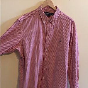 Red and White Striped Ralph Lauren Dress Shirt
